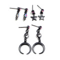 Hot Sale Elegant 3 Pair Earring Set Gun Black Star Moon Penadnt Earrings